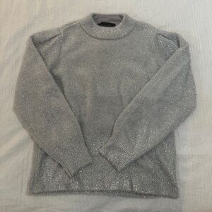 White House Black Market Silver Crewneck Sweater